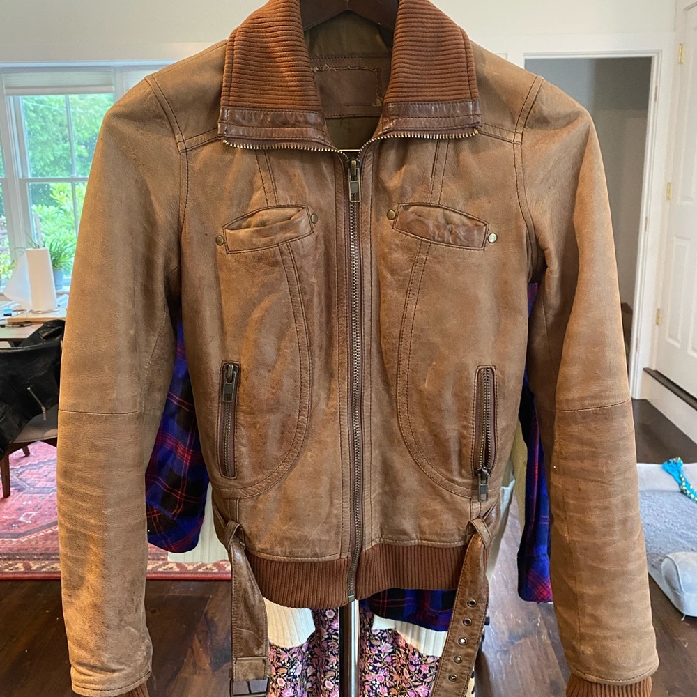 Leather aviation jacket